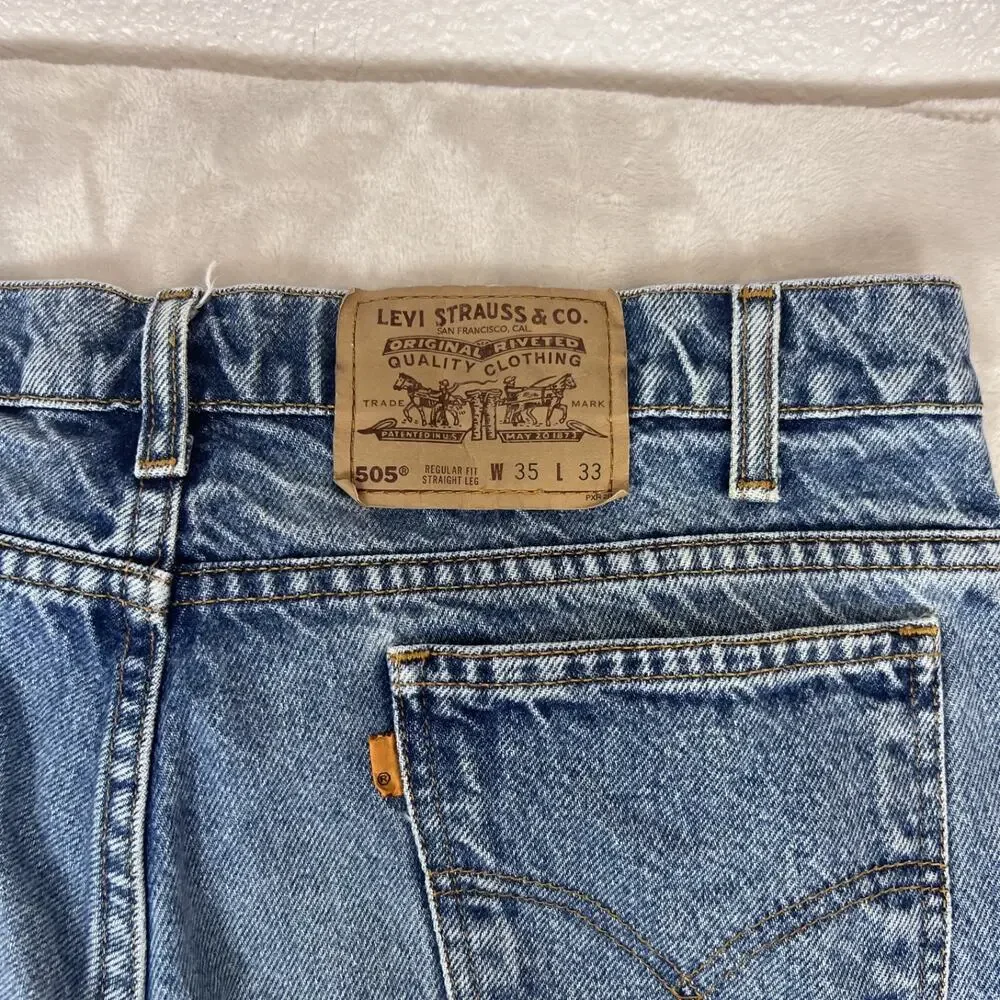 VTG Levis 505 Jeans Mens 35x33 Orange Tab Regular Fit‎ Straight Leg 90s Grunge